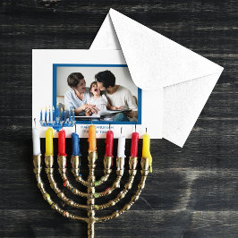 Cartão De Festividades Feliz Hanukkah Menorah e Foto