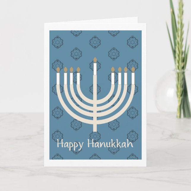 Cartão De Festividades Feliz Hanukkah Menorah/Estrela do padrão David 2 (Frente)
