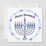 Cartão De Festividades Feliz Hanukkah Menorah Judeu Velas Judias<br><div class="desc">Desejo que alguém especial,  Chag Sameach,  neste festival de luzes com um design judeu contemporâneo e fofo do PopQTstudio. Este cartão de feriado apresenta uma design divertida de uma Menorah tocada com velas kawaii alegres. Um cartão de excelente para dar aos seus amigos e família judeus.</div>