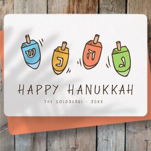 Cartão De Festividades Feliz Hanukkah Modern Dreidel