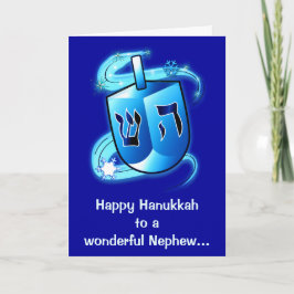 Cartão De Festividades Feliz Hanukkah Nephew com o Dreidel girando