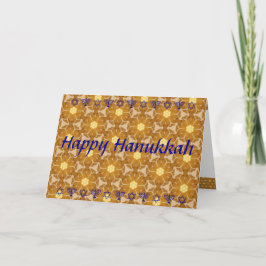 Cartão De Festividades Feliz Hanukkah (ou Chanukah) em Dourado e Azul