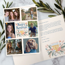 CARTÃO DE FESTIVIDADES FELIZ HANUKKAH PERSONALIZADA 6 FOTO DOBRADA