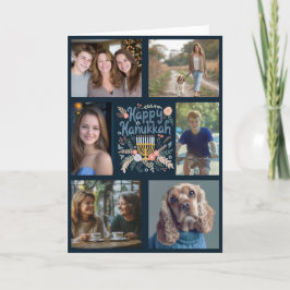 CARTÃO DE FESTIVIDADES FELIZ HANUKKAH PERSONALIZADA 6 FOTO DOBRADA