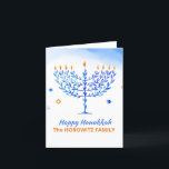 Cartão De Festividades Feliz Hanukkah Personalizado<br><div class="desc">Feliz Cartão de Feriado Personalizado Hanukkah. Adicione facilmente seu nome de família e saudações de Hanukkah</div>