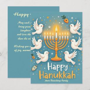 Cartão De Festividades ✡️Feliz Hanukkah Pombas, Donuts e Drama
