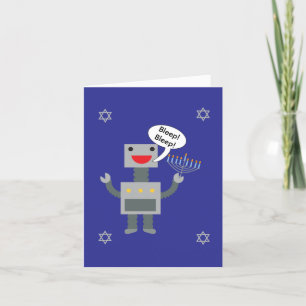 Cartão De Festividades Feliz Hanukkah Robô Engraçado Dormindo Blue Person