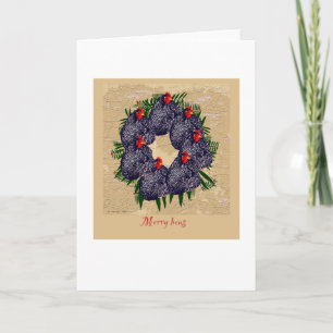 Cartão De Festividades Feliz Hens, coroa de Natal (galinhas de quintal)