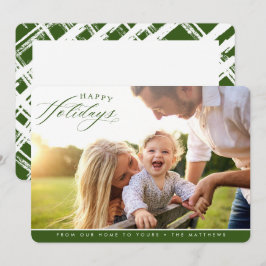 Cartão De Festividades FELIZ HOLIDAYS FOTO elegante caligrafia verde