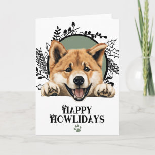 Cartão De Festividades Feliz Howlidays Akita Cão de Natal