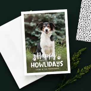 Cartão De Festividades Feliz Howlidays Black White Puppy Dog Foto