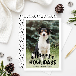 Cartão De Festividades Feliz Howlidays Black White Puppy Dog Foto