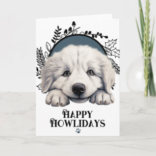 Cartão De Festividades Feliz Howlidays cachorro grande pirineus