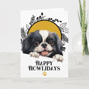 Cartão De Festividades Feliz Howlidays Cachorro Japonês Chin Natal