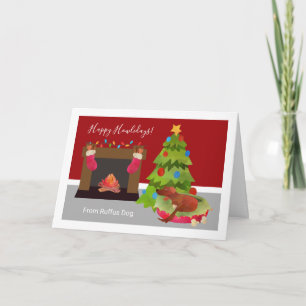 Cartão De Festividades Feliz Howlidays Cachorro Tema Natal Personalizado