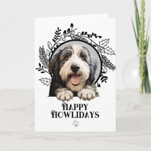 Cartão De Festividades Feliz Howlidays Cão de Pastoreio Inglês Antigo Nat