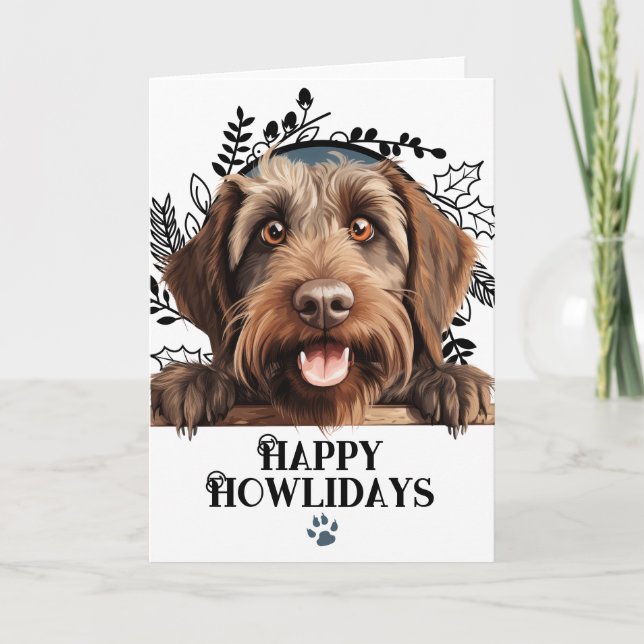 Cartão De Festividades Feliz Howlidays Cão Griffon de Ponte Cabelo Raspad (Frente)