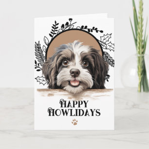 Cartão De Festividades Feliz Howlidays Cão Havanês Natal
