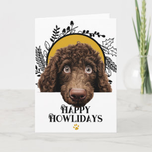 Cartão De Festividades Feliz Howlidays Cão Irish Water Spaniel Natal