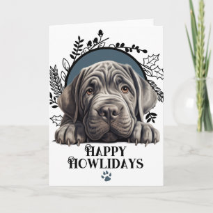 Cartão De Festividades Feliz Howlidays Cão Mastim Napolitano Natal