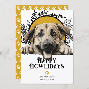Cartão De Festividades Feliz Howlidays Cão-Pastor Anatólico