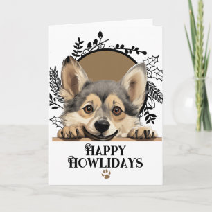Cartão De Festividades Feliz Howlidays Cão Sueco Vallhund Natal