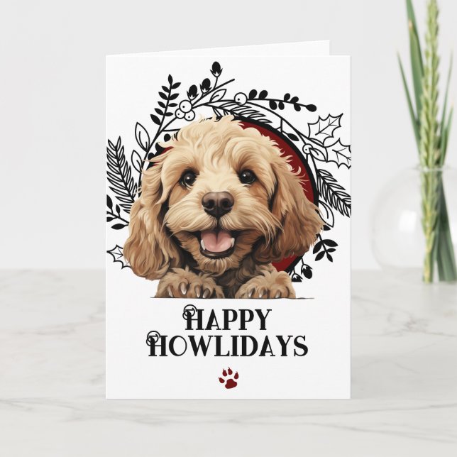 Cartão De Festividades Feliz Howlidays Cocker Spaniel Inglês Natal (Frente)