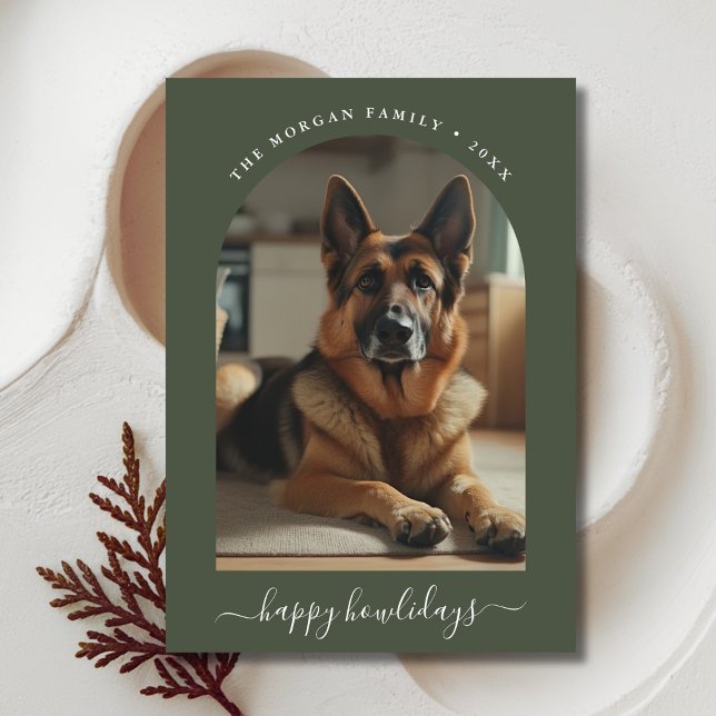 Cartão De Festividades Feliz Howlidays de German shepherd de Script Whims (Criador carregado)