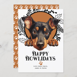 Cartão De Festividades Feliz Howlidays Doberman Pinscher Dog Natal