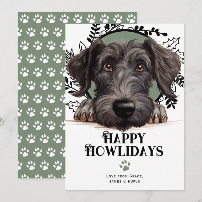 Cartão De Festividades Feliz Howlidays Escocês Cão de Deerhound (Frente/Verso)