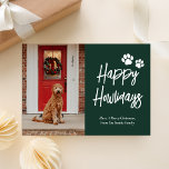 Cartão De Festividades Feliz Howlidays Foto de Pet de Caligrafia Verde<br><div class="desc">Feliz Feliz Feriado de Foto de Pet de Caligrafia Dourada Verde. Envie cartões de natal personalizáveis e personalizados a amigos,  colegas e familiares em cartões de estilo simples,  chic,  elegantes e modernos de design fotofestivo,  minimalista natural! Abaixo,  a caligrafia apresenta sua mensagem de saudação personalizada na tipografia moderna.</div>