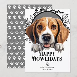 Cartão De Festividades Feliz Howlidays, Foxhound Dog Natal Americano