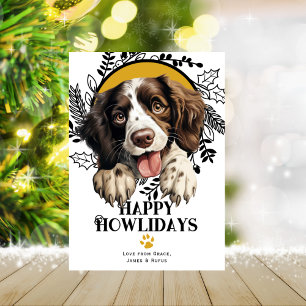 Cartão De Festividades Feliz Howlidays Inglês Springer Spaniel Natal