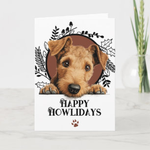 Cartão De Festividades Feliz Howlidays Lakeland Terrier Cão Natal