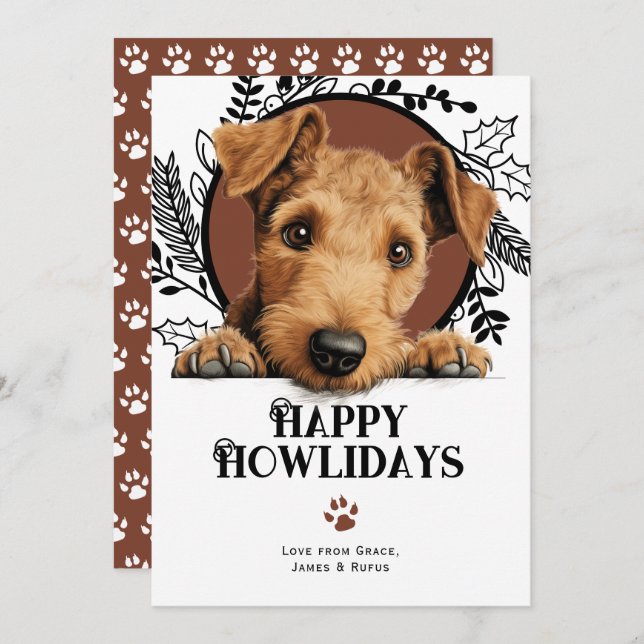 Cartão De Festividades Feliz Howlidays Lakeland Terrier Dog Natal (Frente/Verso)