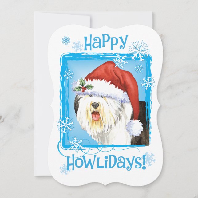 Cartão De Festividades Feliz Howlidays Old English Sheepdog (Frente)