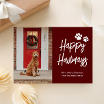 Cartão De Festividades Feliz Howlidays Red Calliografia Foto Pet<br><div class="desc">Feliz Natal Vermelho Dourado Cartão de Feriado de Pet Foto para Caligrafia. Envie cartões de natal personalizáveis e personalizados a amigos,  colegas e familiares em cartões de estilo simples,  chic,  elegantes e modernos de design fotofestivo,  minimalista natural! Abaixo,  a caligrafia apresenta sua mensagem de saudação personalizada na tipografia moderna.</div>