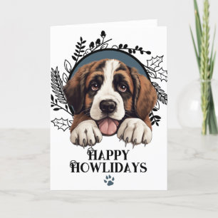 Cartão De Festividades Feliz Howlidays Santo Bernard Dog Natal