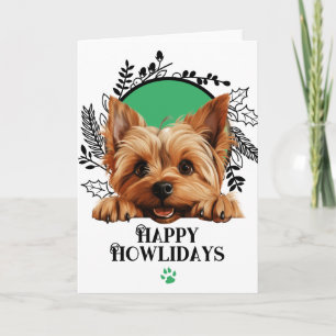 Cartão De Festividades Feliz Howlidays Silky Terrier Cão Natal