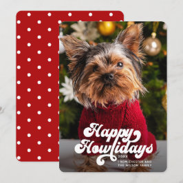 Cartão De Festividades Feliz Howlidays Simples Diversão do Cão de Fotos M
