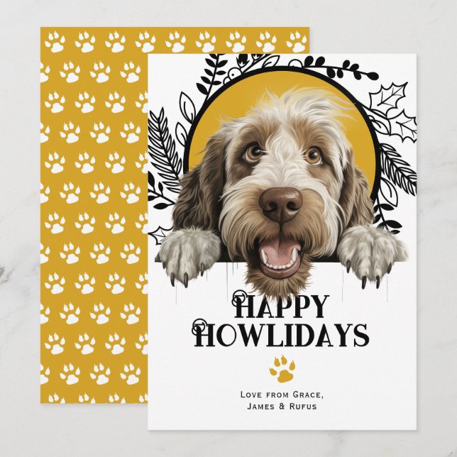 Cartão De Festividades Feliz Howlidays Spinone Italiana Dog Natal (Frente/Verso)