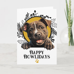 Cartão De Festividades Feliz Howlidays Staffordshire Bull Terrier Cachorr