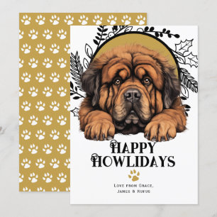 Cartão De Festividades Feliz Howlidays Tibetan Mastiff Dog Natal