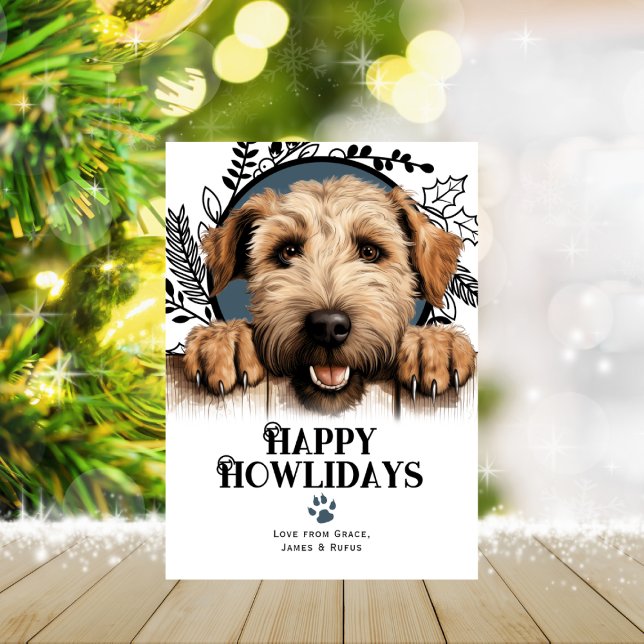 Cartão De Festividades Feliz Howlidays Wheaten Terrier Dog Natal (Happy Howlidays Wheaten Terrier Dog Christmas Holiday Cards by Ricaso. Cute dog breeds holiday cards)