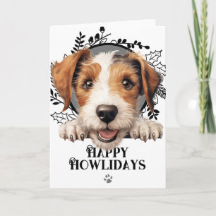 Cartão De Festividades Feliz Howlidays Wire Fox Terrier Cão Natal
