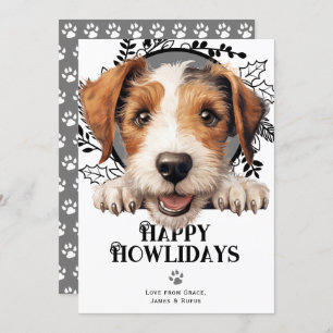 Cartão De Festividades Feliz Howlidays Wire Fox Terrier Dog Natal