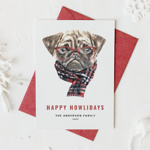 Cartão De Festividades Feliz Howlidings de Natal Pug Pug
