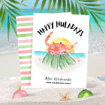 Cartão De Festividades Feliz Huladays Crab Beach Natal Tropical<br><div class="desc">Libere uma onda de espíritos de férias tropicais com este Cartão de Natal Tropical de Feliz Huladays Crab Beach! Estas cartas esquisitas, inspiradas no Havaí, apresentam uma hula de caranguejo giro dançando ao sol pelo mar, incorporando a mistura perfeita de alegria e vibrações de Natal. Esta carta única traz uma...</div>