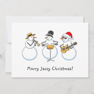 Cartão De Festividades Feliz Jazzy Natal Engraçado Snowman Jazzband