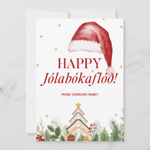 Cartão De Festividades Feliz Jolabokaflod Livro Islandês Natal Fofo